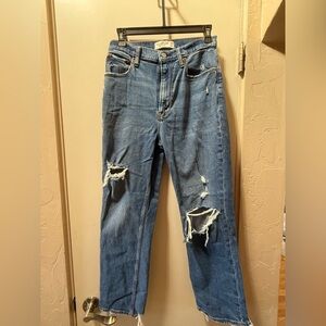 Abercrombie Ankle Straight Ultra High Rise Curve Love Jeans